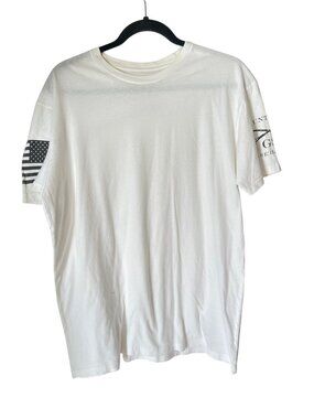 Grunt Style Mens White Short Sleeve T-Shirt With Patriotic Flag Design Size L 10